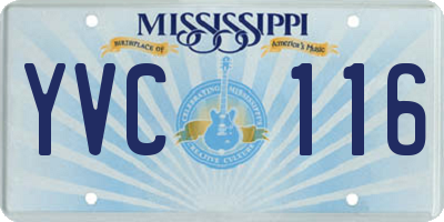 MS license plate YVC116