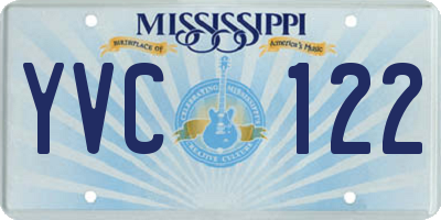 MS license plate YVC122