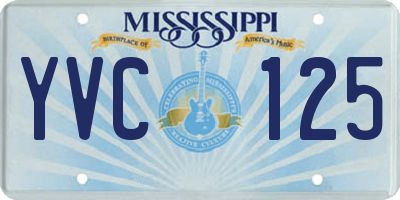 MS license plate YVC125