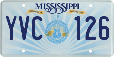 MS license plate YVC126