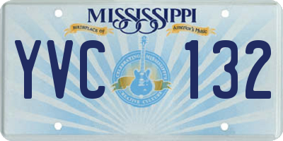 MS license plate YVC132