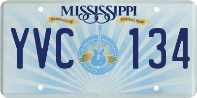 MS license plate YVC134