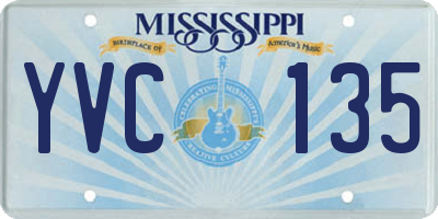 MS license plate YVC135
