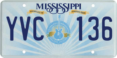 MS license plate YVC136