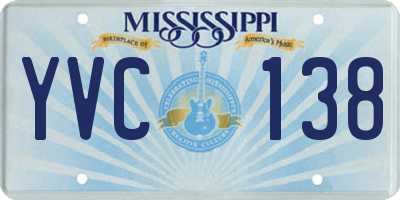 MS license plate YVC138
