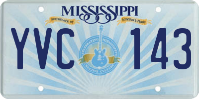 MS license plate YVC143