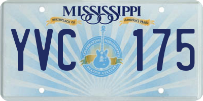 MS license plate YVC175