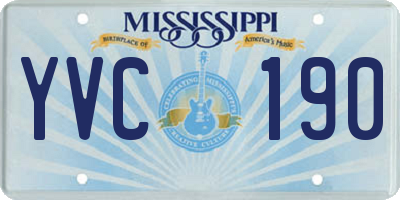 MS license plate YVC190