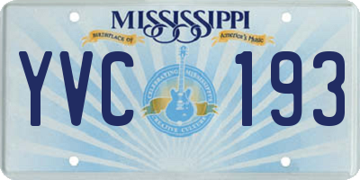 MS license plate YVC193