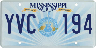 MS license plate YVC194