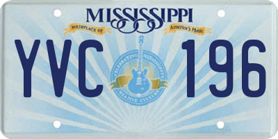 MS license plate YVC196