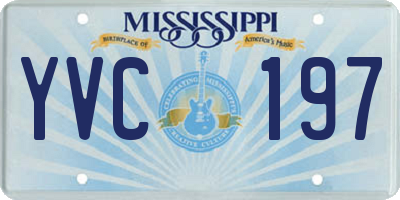 MS license plate YVC197
