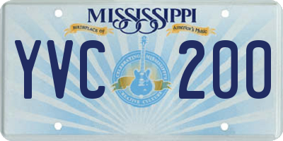 MS license plate YVC200