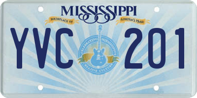 MS license plate YVC201