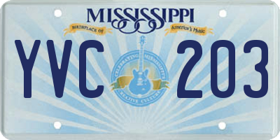 MS license plate YVC203