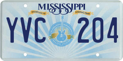MS license plate YVC204