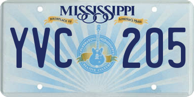 MS license plate YVC205