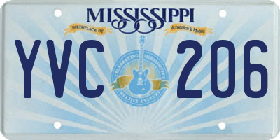 MS license plate YVC206