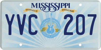 MS license plate YVC207