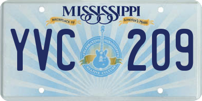 MS license plate YVC209