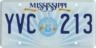 MS license plate YVC213