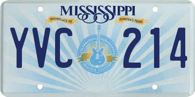 MS license plate YVC214