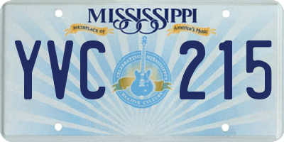 MS license plate YVC215