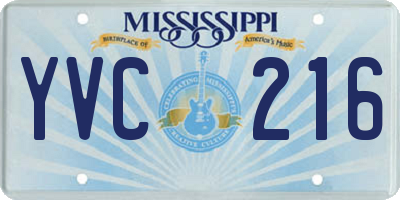MS license plate YVC216