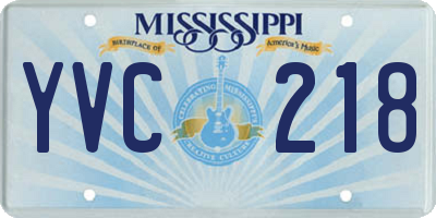MS license plate YVC218