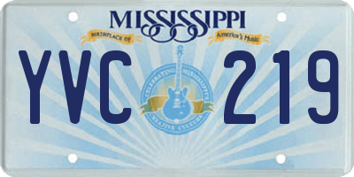 MS license plate YVC219