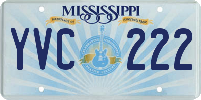 MS license plate YVC222