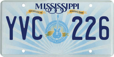 MS license plate YVC226