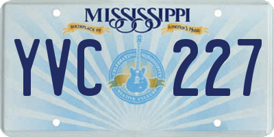 MS license plate YVC227