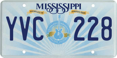 MS license plate YVC228