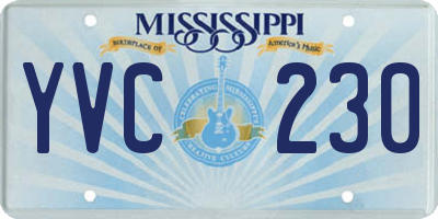 MS license plate YVC230