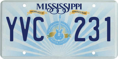 MS license plate YVC231