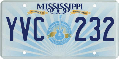 MS license plate YVC232