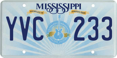 MS license plate YVC233