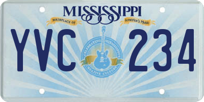 MS license plate YVC234