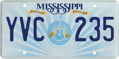 MS license plate YVC235