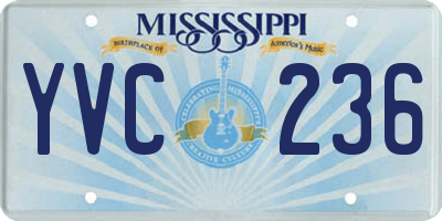 MS license plate YVC236