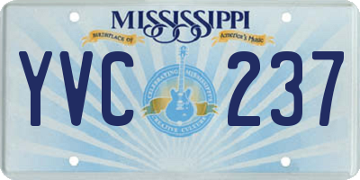MS license plate YVC237