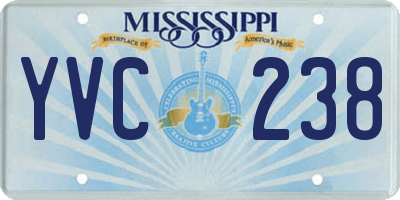 MS license plate YVC238