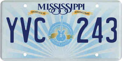 MS license plate YVC243