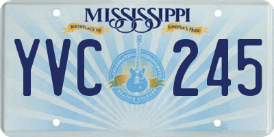 MS license plate YVC245