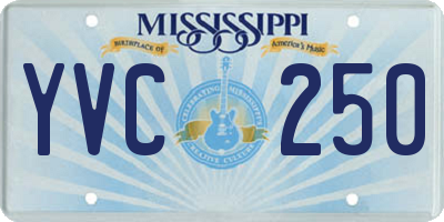 MS license plate YVC250