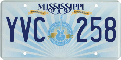 MS license plate YVC258