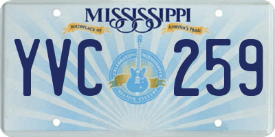 MS license plate YVC259