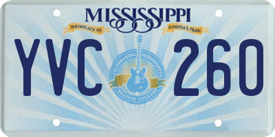 MS license plate YVC260