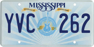 MS license plate YVC262